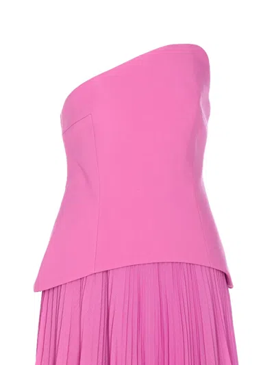 Solace London Britt Pleated Strapless Gown In Purple