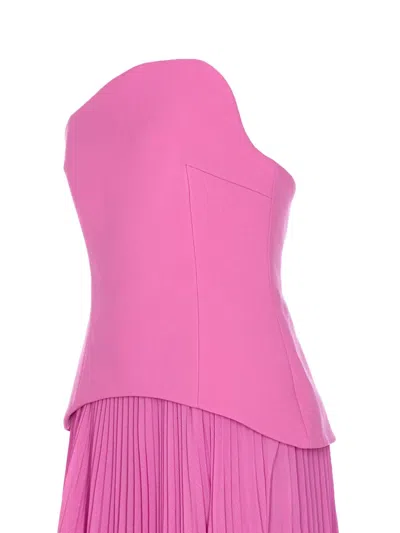 Solace London Britt Pleated Strapless Gown In Purple