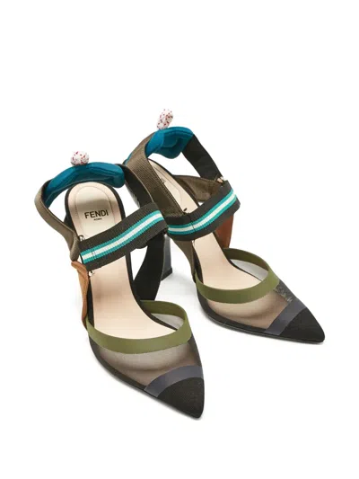 Pre-owned Fendi 110mm Colibri Pumps In Multi
