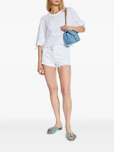 Balmain Embroidered Lace-trimmed Top In White