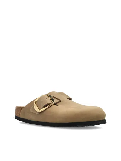 Birkenstock Boston Big Buckle Leather Clogs In Brown