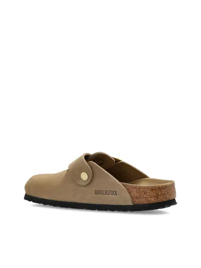 Birkenstock Boston Big Buckle Leather Clogs In Brown