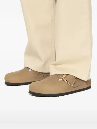Birkenstock Boston Big Buckle Leather Clogs In Brown