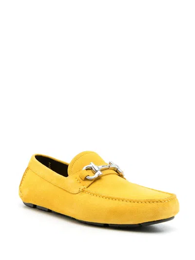 Ferragamo Gancini Driving Loafers In Orange