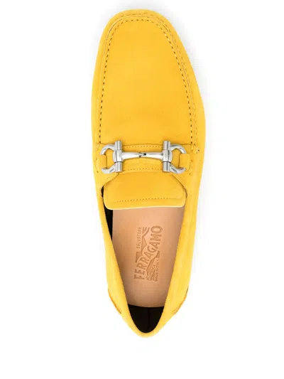 Ferragamo Gancini Driving Loafers In Orange