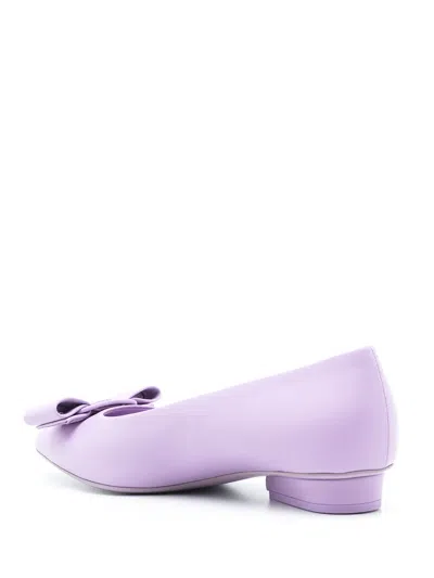 Ferragamo Bow Detail Ballerina Shoes In Purple