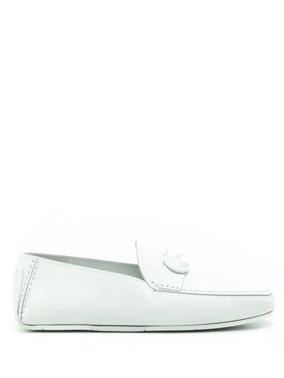 Ferragamo Gancini Calf Leather Slippers In White