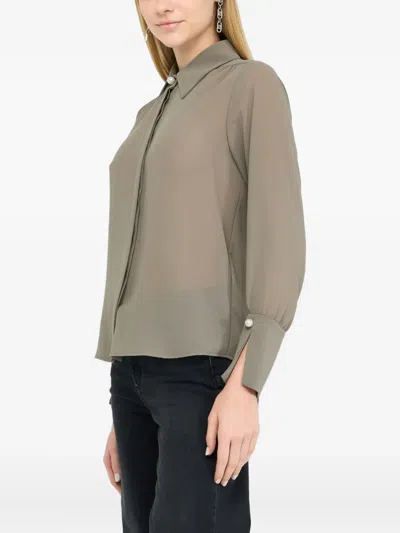 Liu •jo Shirt With Beads In Gray