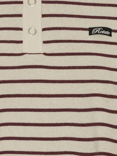 Rotate Birger Christensen Striped Polo Shirt With Logo Patch In Red