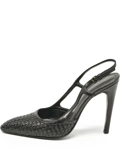 Pre-owned Bottega Veneta Woven Pointed-toe Slingbacks