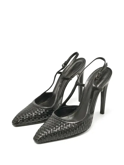 Pre-owned Bottega Veneta Woven Pointed-toe Slingbacks