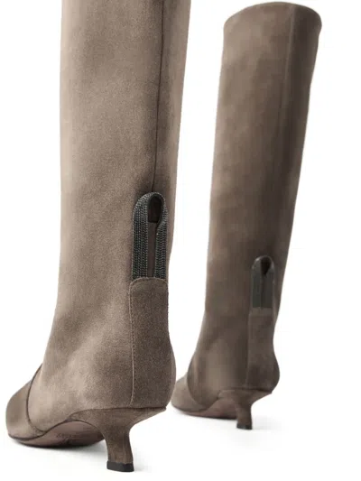 Brunello Cucinelli 35mm Suede Boots In Brown