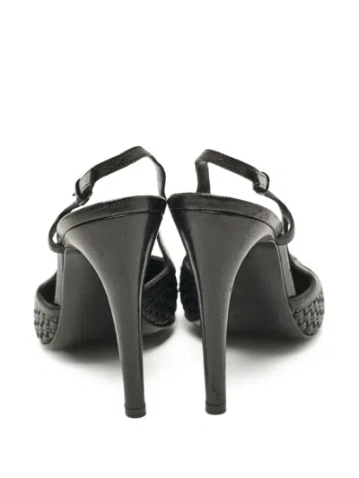 Pre-owned Bottega Veneta Woven Pointed-toe Slingbacks