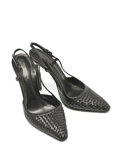 Pre-owned Bottega Veneta Woven Pointed-toe Slingbacks
