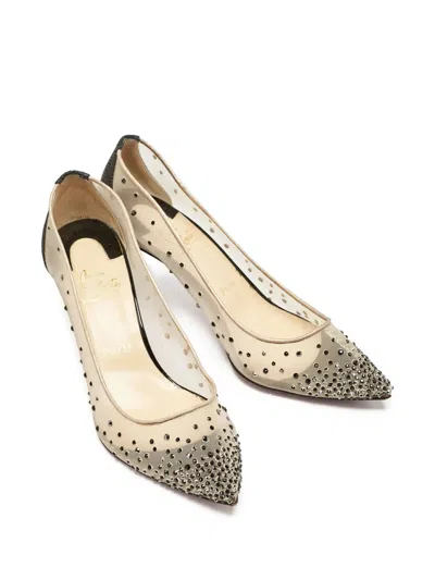 Pre-owned Christian Louboutin 70mm Follies Beaded Pumps