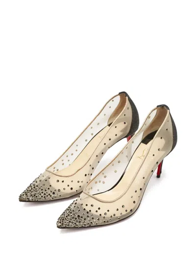 Pre-owned Christian Louboutin 70mm Follies Beaded Pumps