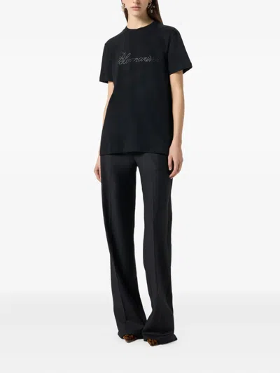 Blumarine Logo-embroidered T-shirt In Black