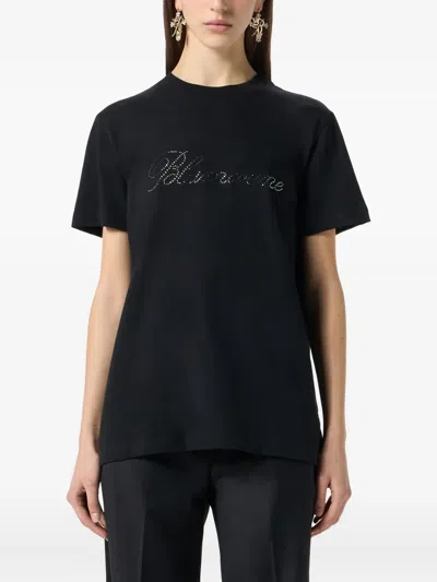 Blumarine Logo-embroidered T-shirt In Black
