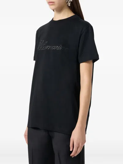 Blumarine Logo-embroidered T-shirt In Black
