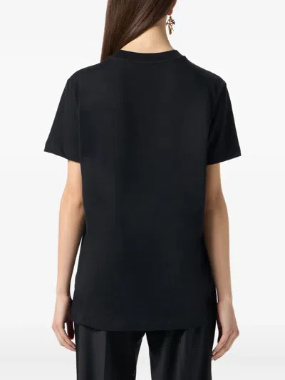 Blumarine Logo-embroidered T-shirt In Black