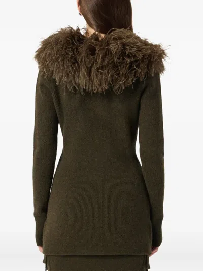 Blumarine Feather-embellished Wool Cardigan