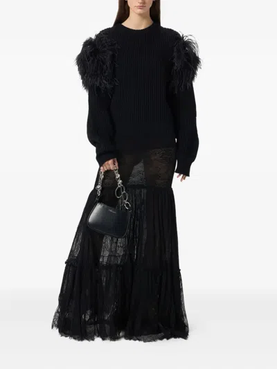 Blumarine Feather-embellished Knitted Sweater