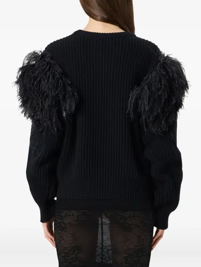 Blumarine Feather-embellished Knitted Sweater