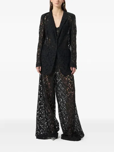 Blumarine Single-breasted Floral-lace Blazer In Black