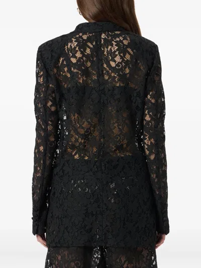 Blumarine Single-breasted Floral-lace Blazer In Black