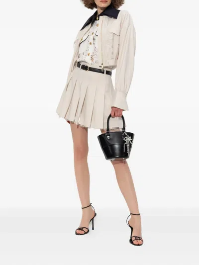 Self-portrait Lace-trimmed Zip-front Jacket In White