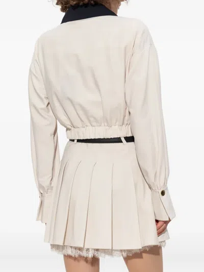 Self-portrait Lace-trimmed Zip-front Jacket In White