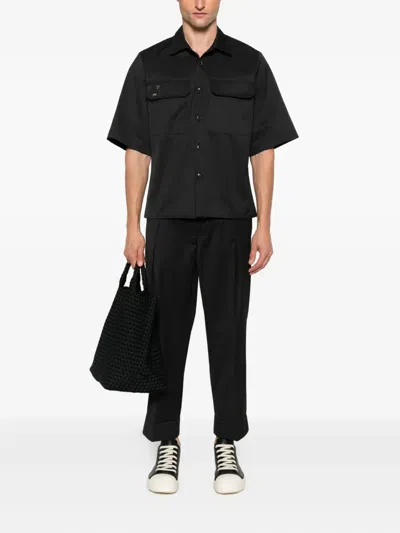 Rhun Pleated Turn-up Trousers In Black