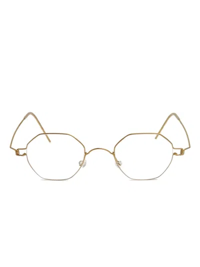 Lindberg Geometric-frame Glasses In Gold