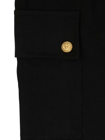 Balmain Gold-button Cargo Trousers In Black