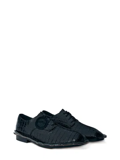 Martine Rose Crocodile-embossed Lace-up Shoes In Blue