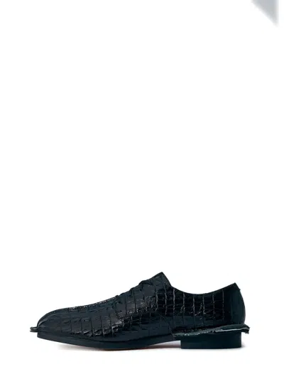 Martine Rose Crocodile-embossed Lace-up Shoes In Blue