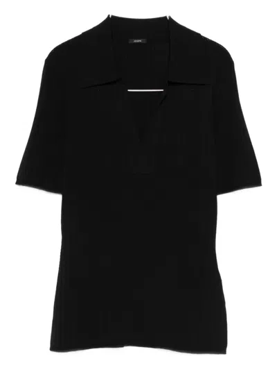 Joseph Ribbed Polo-neck Top In Black