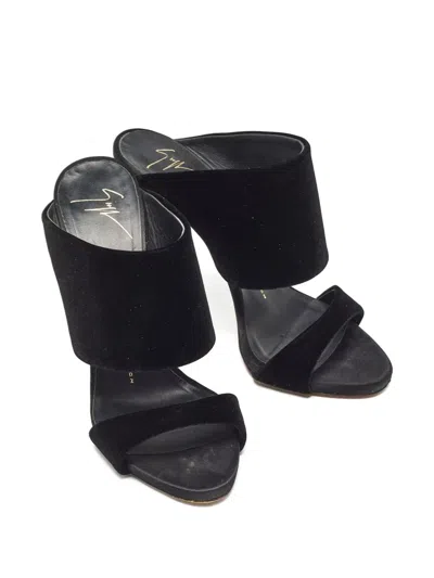 Pre-owned Giuseppe Zanotti Vintage 120mm  Andrea Double-strap Sandals In Black