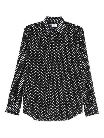 Mazzarelli Polka-dot Long-sleeve Shirt In Black