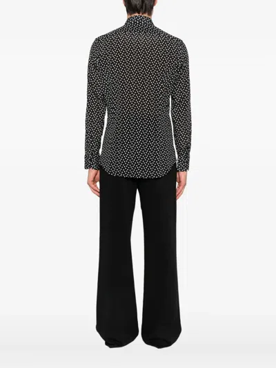 Mazzarelli Polka-dot Long-sleeve Shirt In Black
