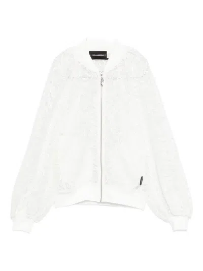 Karl Lagerfeld Floral-lace Bomber Jacket In Multi