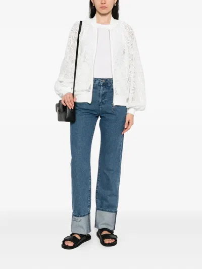 Karl Lagerfeld Floral-lace Bomber Jacket In Multi
