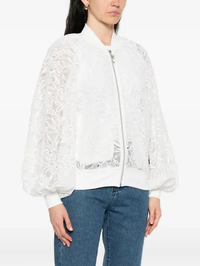 Karl Lagerfeld Floral-lace Bomber Jacket In Multi