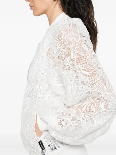 Karl Lagerfeld Floral-lace Bomber Jacket In Multi