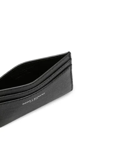 Saint Laurent Grain-leather Card Holder In Black