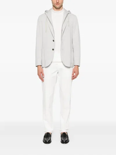 Eleventy Pleated Drawstring-waist Trousers In White