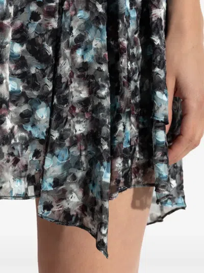 Iro Ruffled Abstract-print Top In Black