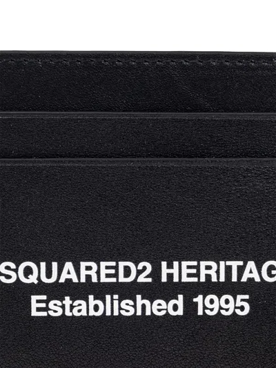 Dsquared2 Heritage Leather Cardholder In Black