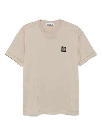 Stone Island Compass-patch T-shirt In Brown