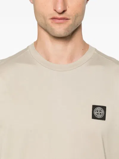Stone Island Compass-patch T-shirt In Brown